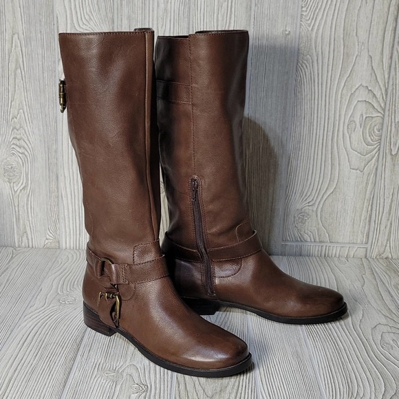 Nine West Tall Brown Leather Boots - Picture 1 of 16